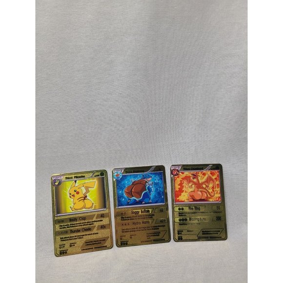 Thicc Pokémon Card Lot Of 3-Gold Metal Card- Brand new- Funny Gag Gift - Picture 1 of 10